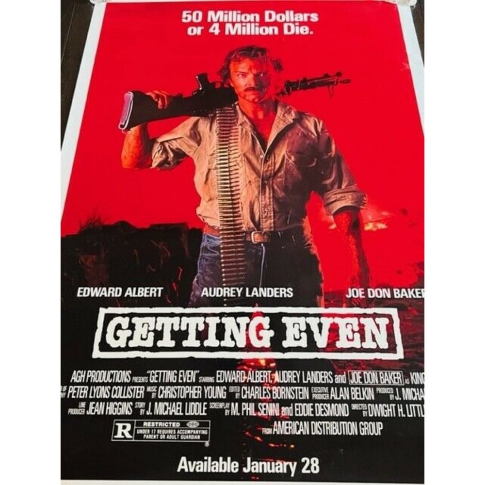 Movie Theater Cinema Poster Lobby Card vtg 1986 Getting Even Edward Albert Die